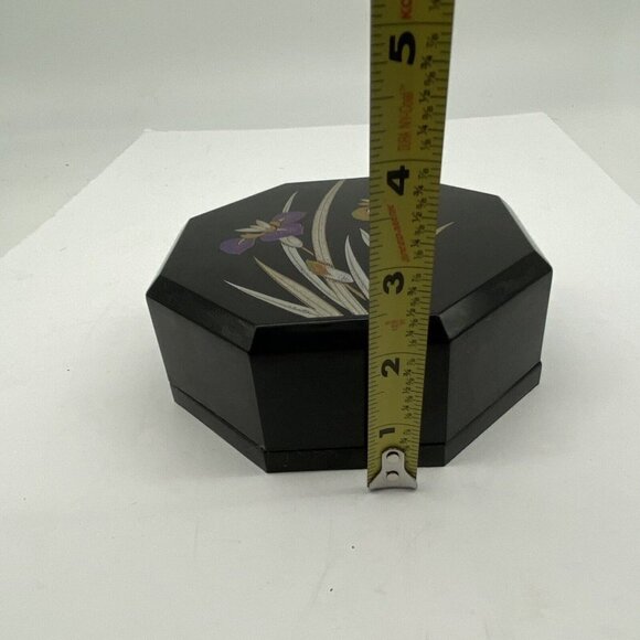 VTG Yamanaka Japan Jewelry Trinket 2pc Nesting Boxes Black Lacquerware Floral - Picture 12 of 12